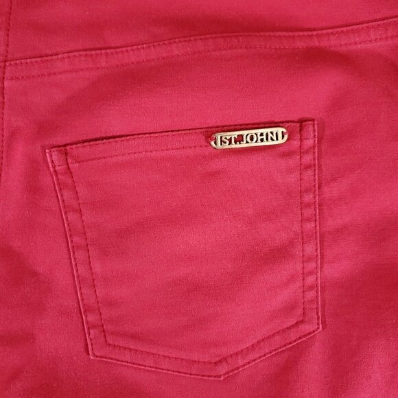*Read Desc* St John Womens Size 4 Red 5 Pockets Straight Leg Pants Cotton Blend - Picture 8 of 15